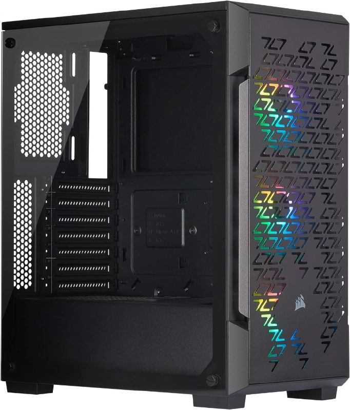 Photo 1 of Corsair iCUE 220T RGB AIRFLOW Tempered Glass Mid-Tower Gaming Case - High Airflow - Three Included SP120 RGB PRO Fans - Black