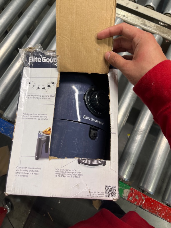 Photo 1 of Elite Gourmet EAF1121BG Personal 1.1 Qt. Compact Space Saving Electric Hot Air Fryer Oil-Less Healthy Cooker, Timer & Temperature Controls, 1000W 1.1 Quart Blue Gray