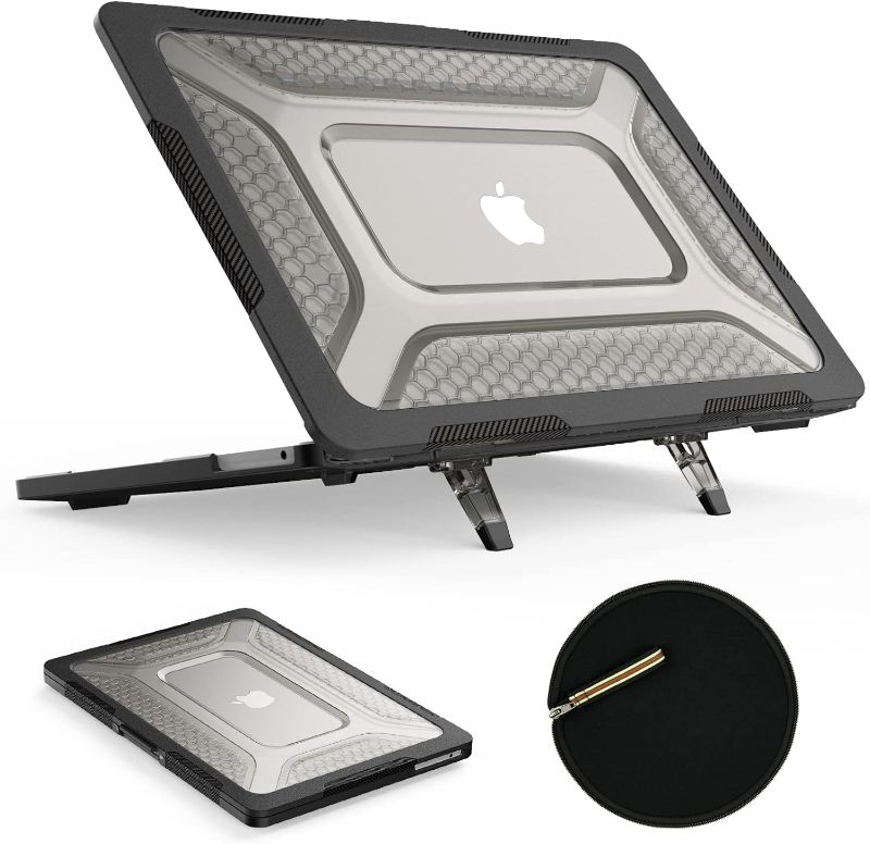 Photo 1 of **USED**  SEYMAC stock MacBook Air 13.6 inch Case (2024/2022)[A2681 M3/M2], Shock-Absorbing Protection Case with Folding Stand &Mouse Pad/Bag for MacBook Air 13.6” (Black)