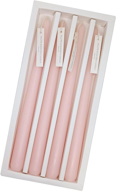 Photo 1 of 4 PCS Baby Pink Taper Candles - Rose Scented Candles - 10 inch Tall Candles for Holiday Valentine's Wedding Celebration Home Decor