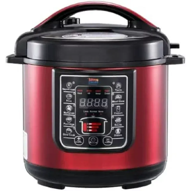 Photo 1 of  6 Quart 8 in 1 Multi-Use Electric Pressure Cooker (Red)

******* BROKEN HANDLE****** 