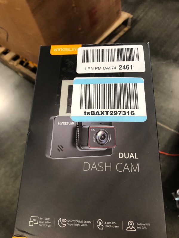 Photo 1 of Kingslim Dash Cam Front and Rear 4K - D4 Dual Dash Camera for Cars WiFi GPS, Dashcam with 32GB SD Card, 3" Touchscreen, Night Vision, APP, Parking Mode, G-Sensor D4 DASH CAM WITH SD CARD
