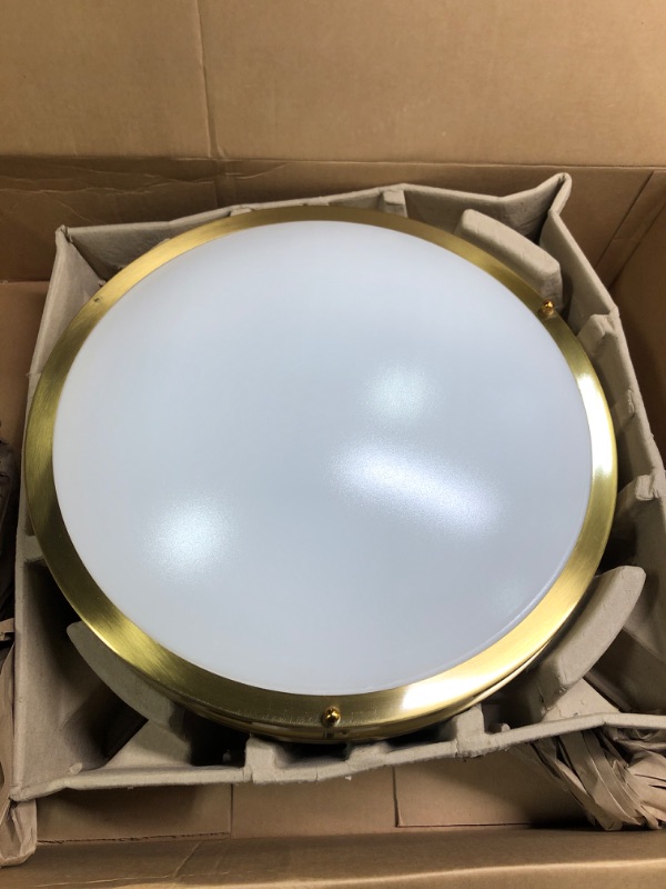 Photo 2 of ***SCRATCHED DOME***
LUXRITE 16 Inch LED Flush Mount Ceiling Light, 5 Color Selectable 2700K | 3000K | 3500K | 4000K | 5000K, Dimmable Ceiling Light Fixture, 24W, 1920 Lumens, Energy Star, ETL Listed, Brushed Brass Brushed Brass - 5 Colors 16 Inch