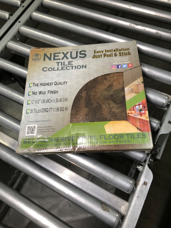 Photo 1 of Achim Nexus Dark Slate Marble 12x12 Self Adhesive Vinyl Floor Tile - 20 Tiles/20345e