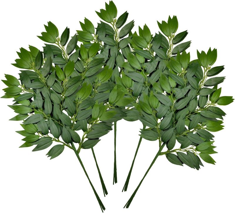 Photo 1 of 24Pcs Italian Ruscus Greenery Stems Artificial Silk Greenery Plants Spray for DIY Wedding Arch Bouquet Filler Table Centerpieces Home Decor