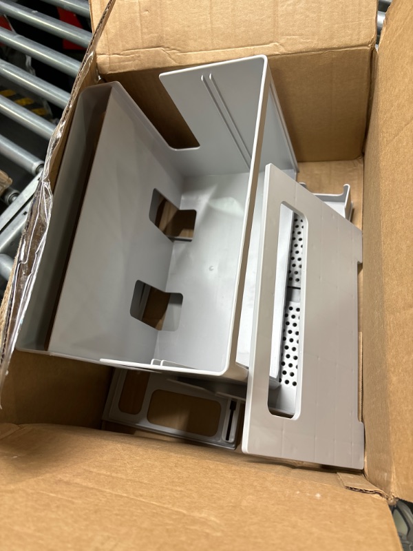 Photo 1 of Nipogear Dust-Proof Box, Wireless Router Storage Box, Household Power Cord Arrangement Box, Storage Rack. (Grey,12.6X8.2X9in) Gray 32X21X23cm
