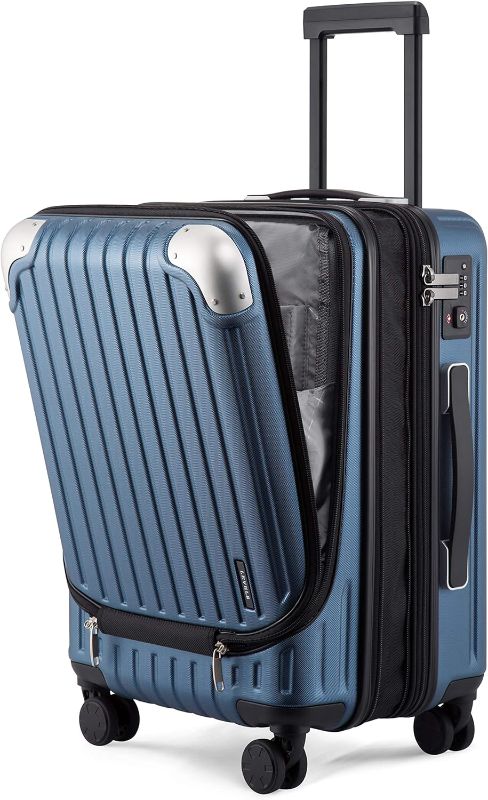 Photo 1 of **COMBINATION LOCKED*******LEVEL8 Carry on Luggage Airline Approved, Carry on Suitcases with Wheels, Lightweight PC Hardside Luminous Textured Luggage, TSA Approved, 20-Inch Carry-On,Navy Navy Carry-On 20 Inch