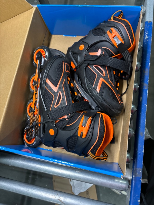 Photo 1 of 2PM SPORTS Torinx Orange/Red/Green Black Boys Adjustable Inline Skates, Fun Roller Blades for Kids, Beginner Roller Skates for Girls, Men and Ladies Orange Large - Youth (4-7 US)