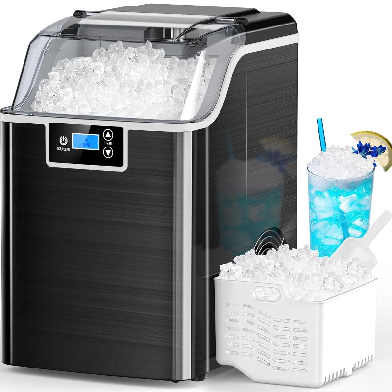 Photo 1 of Kndko Nugget Ice Makers Countertop,45lbs/Day,Countertop Ice Maker Crushed Ice,24H Timer,3.3 Pounds Basket,Self Cleaning Ice Maker,Pellet Ice Maker for Home...
