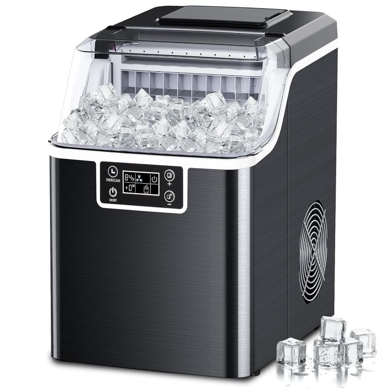 Photo 1 of Kndko Ice Makers Countertop 45lbs,2-Ways Add Water,Ice Maker Self Cleaning,Ice Size Control,24H Timer,Party Countertop Ice Maker for Home Bar RV,Stainless Steel Ice Maker Machine,Black

