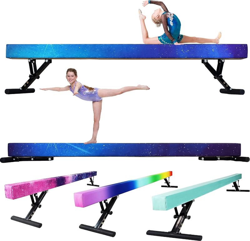 Photo 1 of BUFONA 8FT Adjustable Balance Beam Ages 3-15 - Gymnastics Beam for Kids - high and Lower Floor Beam -Stable Gymnastic Equipment for Home or Gym Weight...
