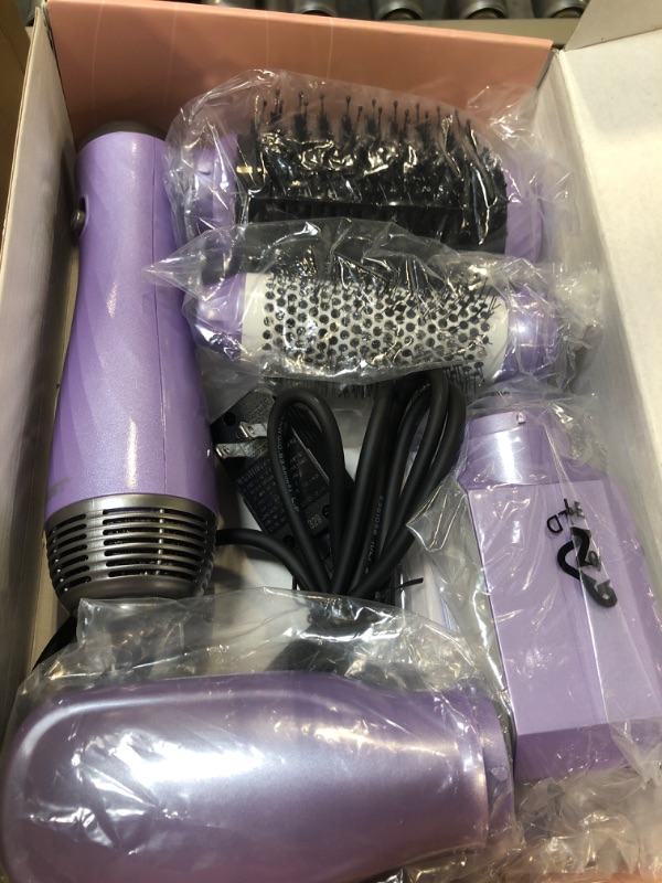 Photo 4 of 6 in 1 Hair Dryer Brush, Detachable Blow Dryer Brush, Negative Ionic Hot Air Brush, Hair Styling Tool Set, Round Hot Air Straightener Brush Volumizer,Thermal Brush,Air Curler Wand,Brush Blow Dryer Set Black