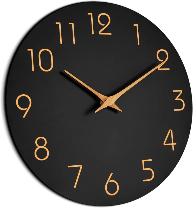 Photo 1 of 
Mosewa Wall Clock 14 Inch Black Battery Operated Silent Non-Ticking - Simple Minimalist Rose Gold Numbers Clock Decorative for Bedroom,Living Room, Kitchen,Home,Office(14" Black)