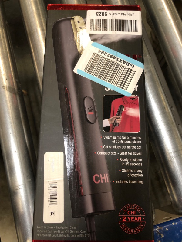 Photo 1 of ***FOR PARTS *** CHI Steam Handheld Garment Steamer for Clothes, Fabric and Drapes, 5 Minutes of Continuous Steam, Portable Wrinkle-Remover for Home and Travel, Vacation Essentials, Black (11580)