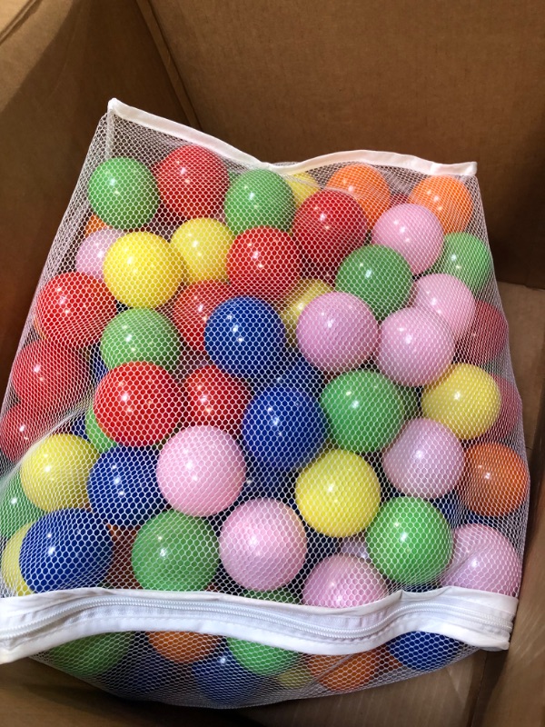 Photo 3 of Click N' Play Phthalate Free BPA Free Crush Proof Plastic Ball Pit Balls in Reusable and Durable Storage Mesh Bag with Zipper 400 Pack