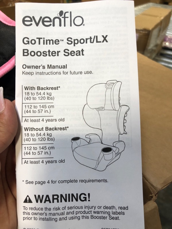 Photo 2 of Evenflo GoTime LX High Back Booster Car Seat High Back Terrain Pink