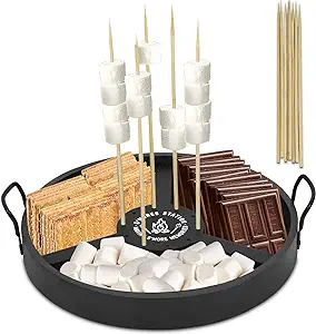 Photo 1 of ** NEEDS NEW HANDLE AND IS BROWN COLOR**** GKOKG S'Mores Station,Large Farmhouse S'mores Bar Holder with Handles, 22.8"x15"x3.5" Wooden Smores Organizer, Smores Caddy Box for Fire Pit(Brown)