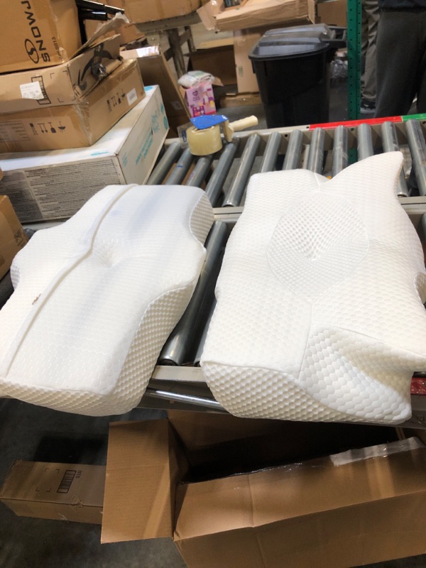 Photo 3 of 2 Elviros Cervical Memory Foam Contour Pillows for Neck and Shoulder Pain, Ergonomic Orthopedic Sleeping Support Pillow for Side Sleepers, Back and Stomach Sleepers
**ALL WHITE NO GRAY**