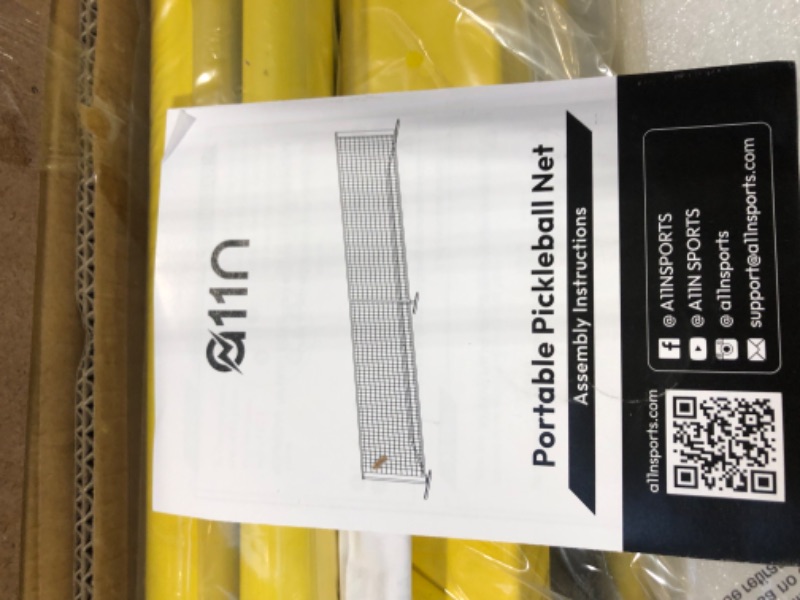 Photo 2 of A11N Portable Pickleball Net System, Designed for All Weather Conditions with Steady Metal Frame and Strong PE Net, Regulation Size Net with Carrying Bag Yellow&Black