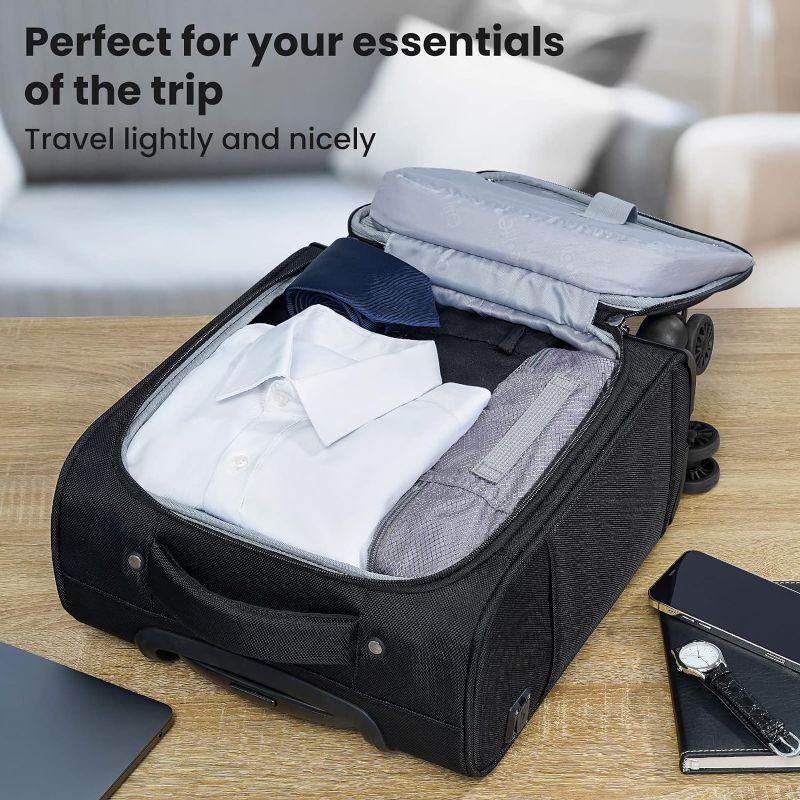 Photo 4 of Coolife Underseat Carry On Luggage Suitcase Softside Lightweight Rolling Travel Bag Spinner Suitcase Compact Upright 4 Dual Wheel Bag
 
