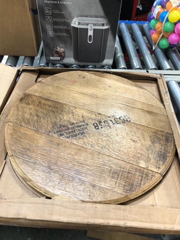 Photo 1 of Bourbon Barrel Head - Authentic Distillery Stamped - Used to Age Spirits and Upcycled by WhiskeyMade - Beautiful Home Decoration - Made in the USA (Lazy Susan) Lazy Susan Bourbon Belt Distillery (Random Selection)