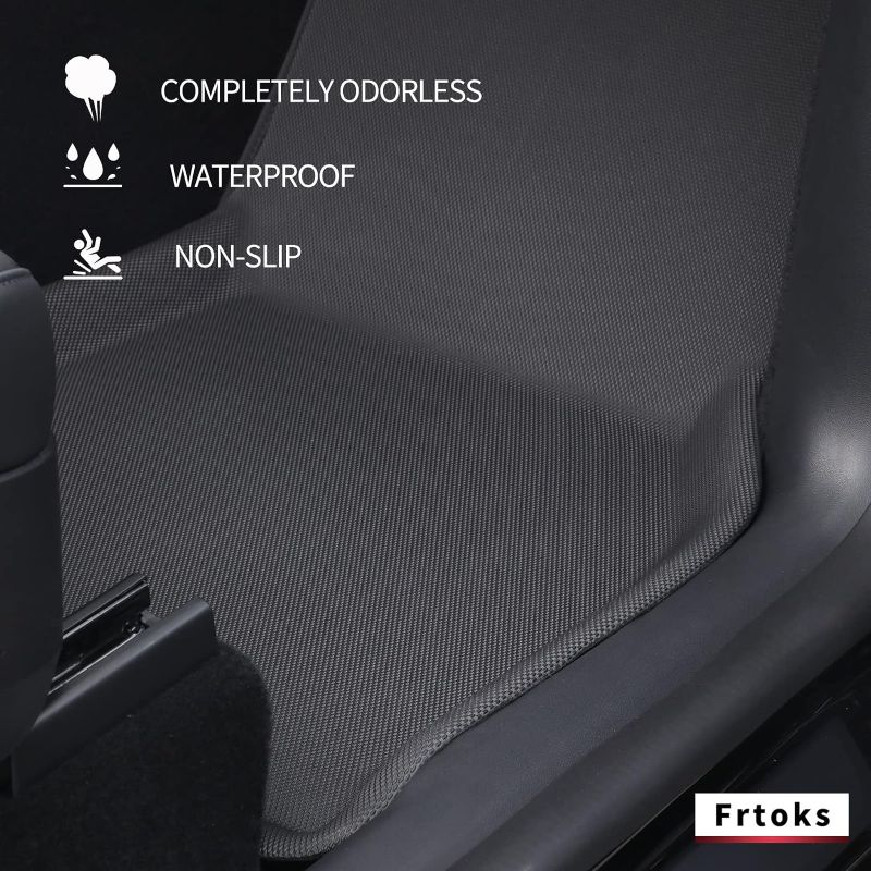 Photo 4 of Frtoks Tesla Model Y Floor Mats 2023-2021 Fit All Weather Waterproof Anti-Slip Set of 3 Liners 1st & 2nd Row Black