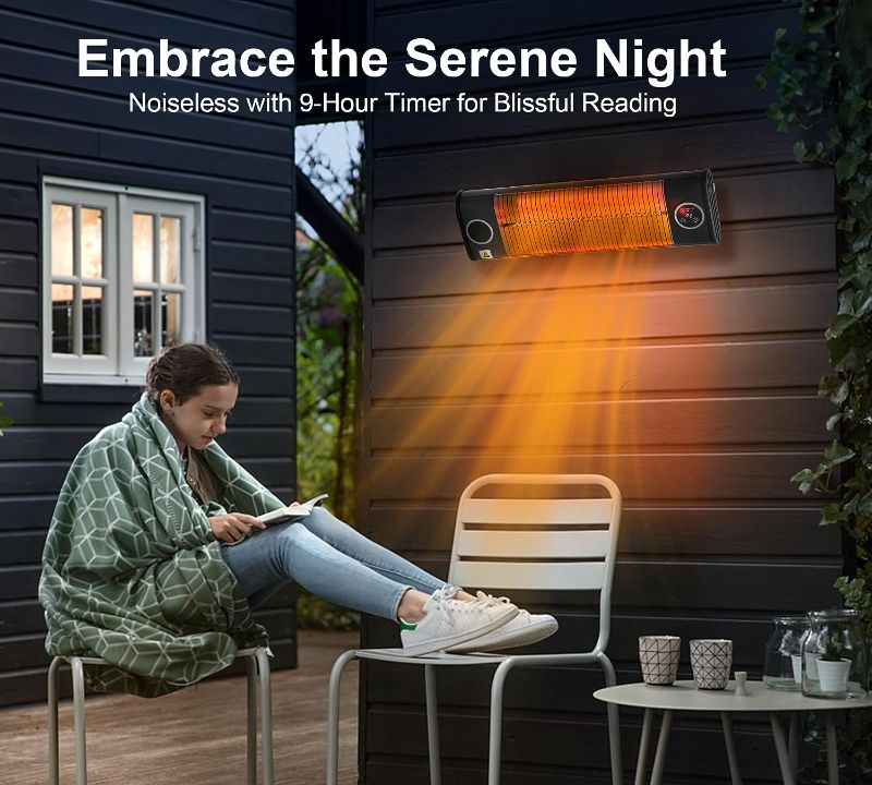 Photo 1 of Electric Patio Heater, Mountman 1500W Electric Outdoor Heater with Remote Control, 1-9 Hours, 2 Modes, Carbon Fiber Heating Tube, Patio Heaters for Outdoor Use