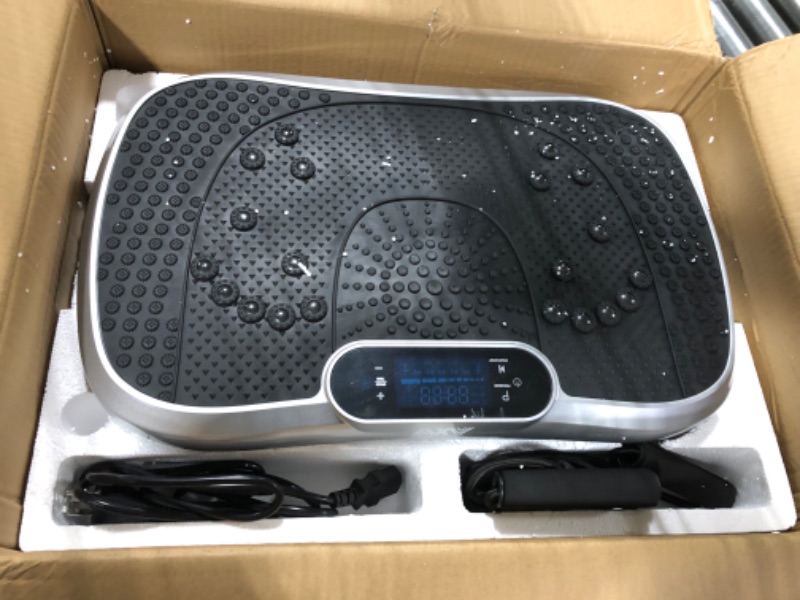 Photo 3 of AXV Vibration Plate Exercise Machine Whole Body Workout Vibrate Fitness Platform Lymphatic Drainage Machine for Weight Loss Shaping Toning Wellness Home Gyms Workout SLIM- SILVER