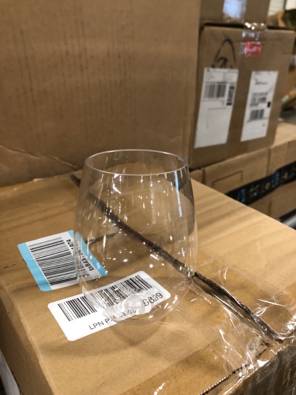 Photo 3 of 24 piece Stemless Unbreakable Crystal Clear Plastic Wine Glasses Set of 24 (12 Ounces)