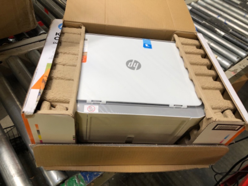 Photo 1 of HP DeskJet 2755e Wireless Color All-in-One Printer with bonus 6 months Instant Ink (26K67A), white