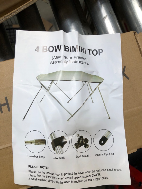 Photo 1 of 4 Seasons Bimini Tops for Boat Cover 3 Bow 6 ft. Long in Different Sizes & Colours with Frame Canvas Hardware Kit and Boot (46" High 3 Bow 6' ft. L x 73" - 78" W, Burgundy)
 red 
