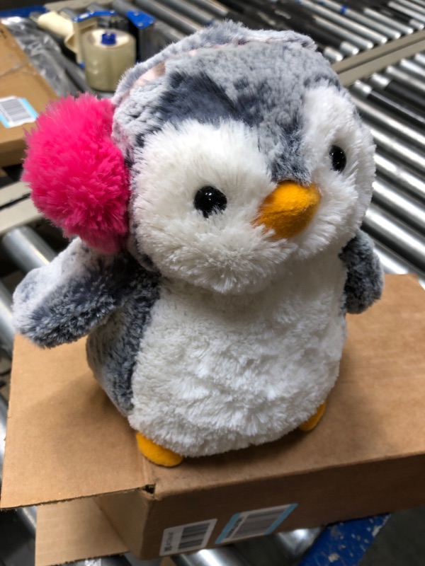 Photo 3 of Aurora World Pompom 9' Penguin Plush with Pink Ear Muff from