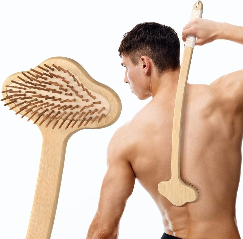 Photo 1 of NURENDER Oversized Back Scratcher, Extended Bamboo Scratcher, 22.04" Long Curved Handle; Wider Head; More Larger Scratching Surface, Adults Body Instant Scratcher Christmas Gift for Women and Men.