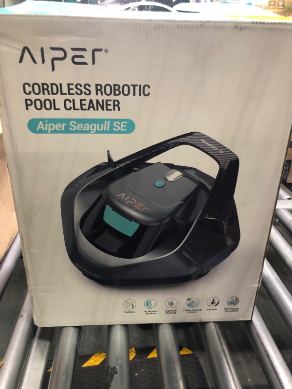 Photo 3 of (2023 Upgrade) AIPER Seagull SE Cordless Robotic Pool Cleaner, Pool Vacuum Lasts 90 Mins, LED Indicator, Self-Parking, Ideal for Above/In-Ground Flat Pools up to 40 Feet - Gray