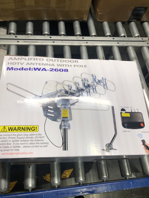 Photo 3 of PBD WA-2608 Digital Amplified Outdoor HD TV Antenna with Mounting Pole & 40 ft RG6 Coax Cable 150 Miles Range Wireless Remote Rotation Support 2TVs