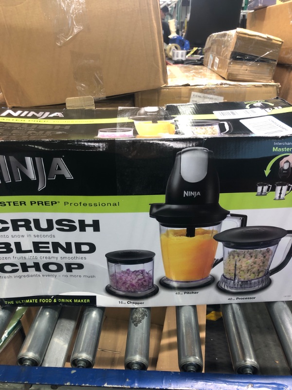 Photo 3 of **FOR PARTS ONLY**CUPS ONLY, NO PROCESSOR *****Ninja QB1004 Blender/Food Processor with 450-Watt Base, 48oz Pitcher, 16oz Chopper Bowl, and 40oz Processor Bowl for Shakes, Smoothies, and Meal Prep