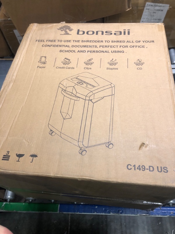 Photo 1 of Bonsaii Paper Shredder, 16 Sheet Micro Cut Shredder for Home Office 60-Minute Heavy Duty Shredder with 6 Gallon Pullout Basket P-4 Level (C149-D)