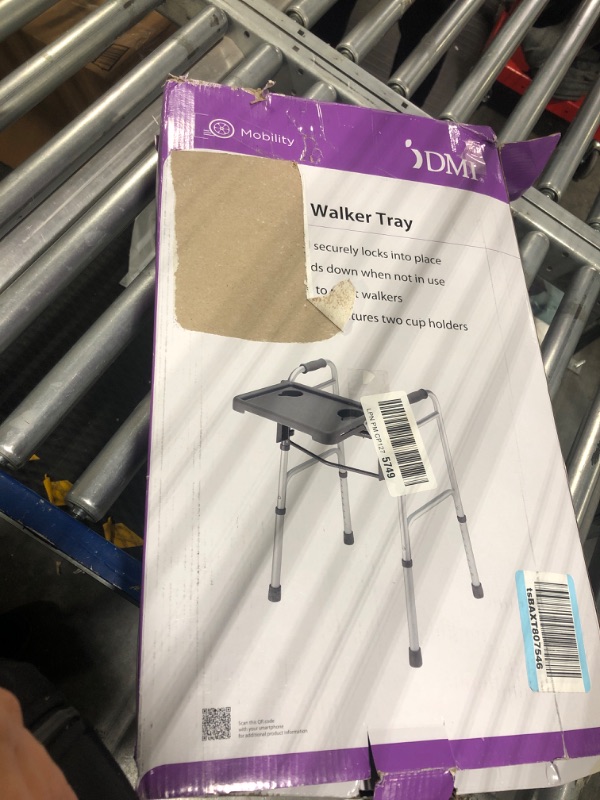 Photo 2 of DMI Walker Tray, Rollator Tray, Mobility and Walker Accessory Tray Table Fits Most Standard Walkers, Folding with Two Cup Holders and Tool Free Assembly, 16 x 11.8