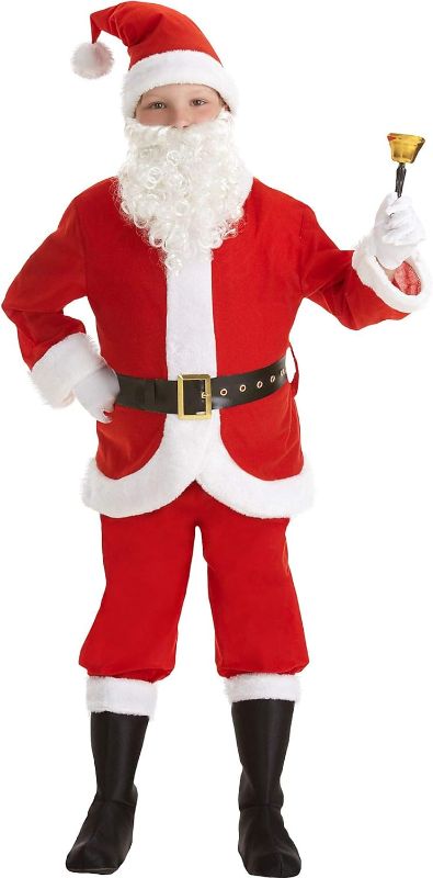 Photo 1 of **DOES NOT INCLUDE BOOTS* Boy's Santa Suit - Large (12-14) - Deluxe Red & White Costume Set - Perfect for Christmas Events, Role Play & Themed Parties
