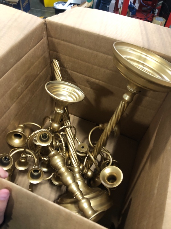 Photo 1 of 2PCS Gold Candelabra Candle Holder for Wedding Centerpiece, 5 Arm Candelabra for Dining Table, Birthday Party, Christmas, Home Decor