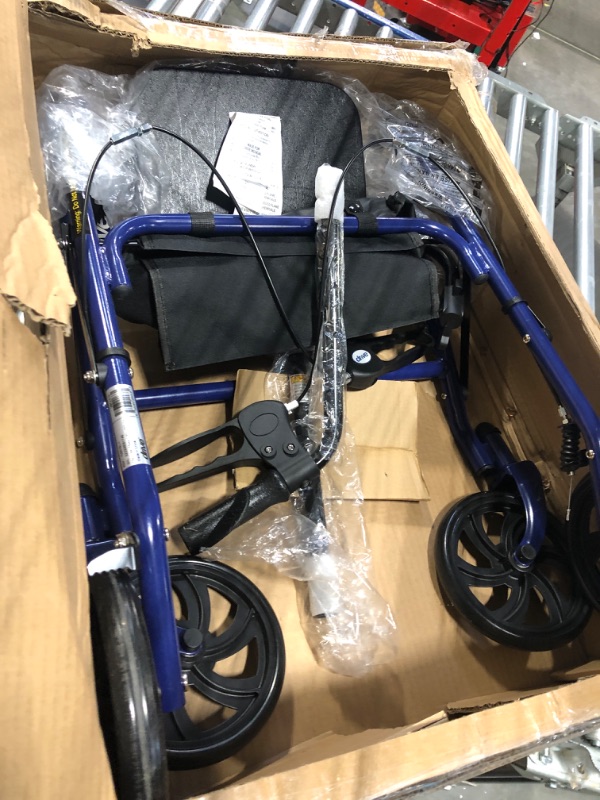 Photo 3 of Drive Medical 10257BL-1 4-Wheel Rollator Walker With Seat & Removable Back Support, Blue