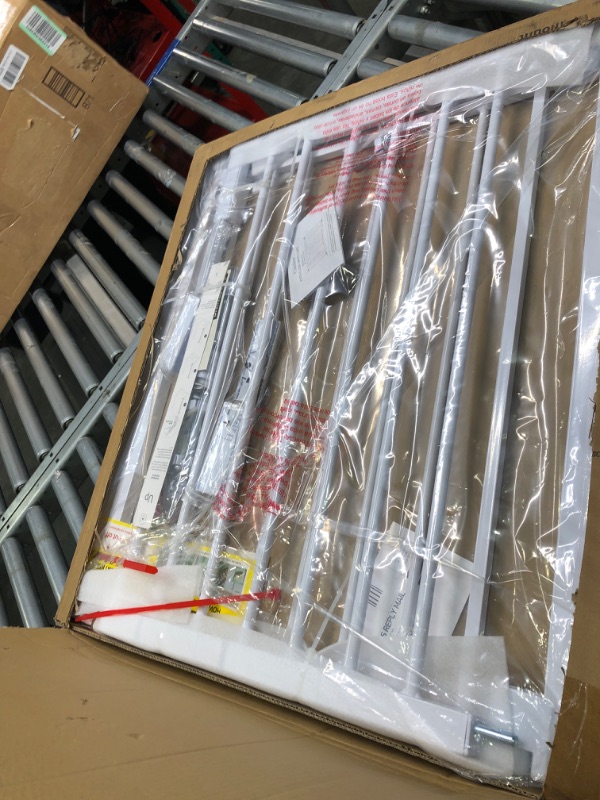 Photo 1 of Cumbor 29.7-46" Baby Gate for Stairs, Mom's Choice Awards Winner-Auto Close Dog Gate for the House, Easy Install Pressure Mounted Pet Gates for Doorways, Easy Walk Thru Wide Safety Gate for Dog, White