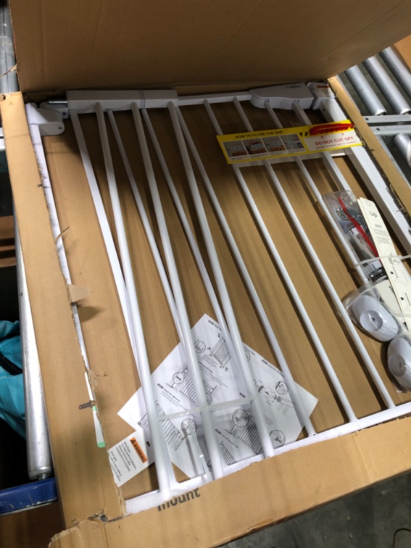 Photo 1 of Cumbor 29.7-46" Baby Gate for Stairs, Mom's Choice Awards Winner-Auto Close Dog Gate for the House, Easy Install Pressure Mounted Pet Gates for Doorways, Easy Walk Thru Wide Safety Gate for Dog, White