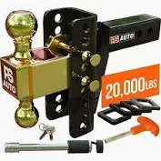 Photo 1 of PSAUTO Adjustable Trailer Hitch – 2-inch Receiver, 6-inch Drop, 20,000 lbs, 2 and 2-5/16 inch Balls, Steel