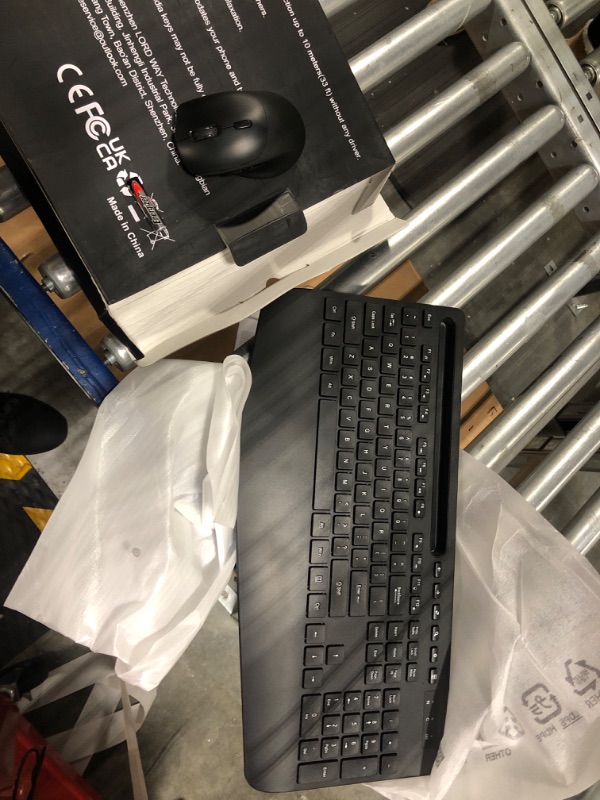 Photo 1 of Wireless Keyboard and Mouse Combo - Full-Sized Ergonomic Keyboard with Wrist Rest, Phone Holder, Sleep Mode, Silent 2.4GHz Cordless Keyboard Mouse Combo for Computer, Laptop, PC, Mac, Windows -Trueque