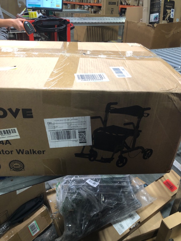 Photo 3 of 2 in 1 Rollator Walkers for Seniors with Padded Seat- Medical Transport Chair Walker with Adjustable Handle and Reversible Backrest (Blue)