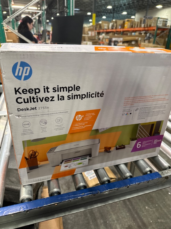 Photo 2 of **FOR PARTS** HP DeskJet 2755e Wireless Color inkjet-printer, Print, scan, copy, Easy setup, Mobile printing, Best-for home, Instant Ink with HP+,white
