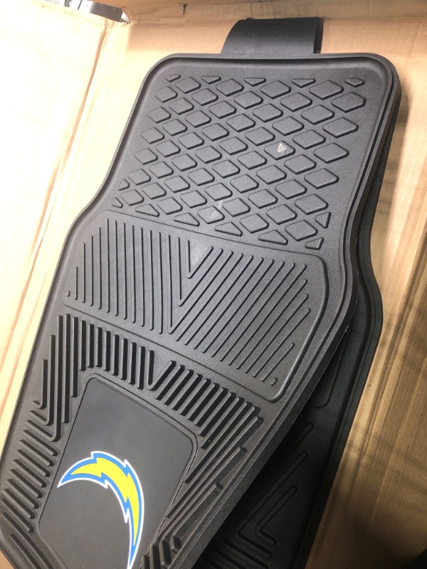 Photo 3 of FANMATS 8933 Los Angeles Chargers 2-Piece Heavy Duty Vinyl Car Mat Set, Front Row Floor Mats, All Weather Protection, Universal Fit, Deep Resevoir Design