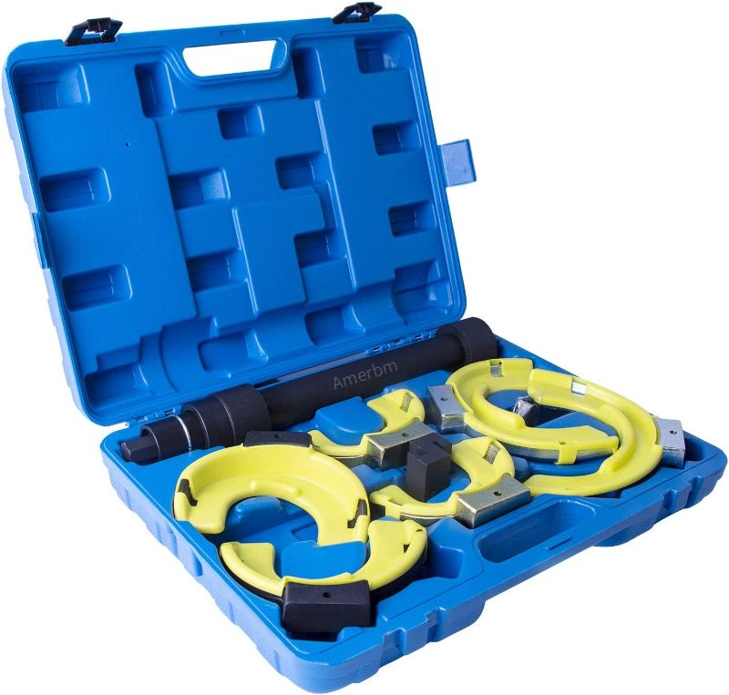Photo 1 of Amerbm Spring Compressor Tool Macpherson Interchangeable Fork Strut Coil Extractor Tool Set with Safety Guard and Carrying Case