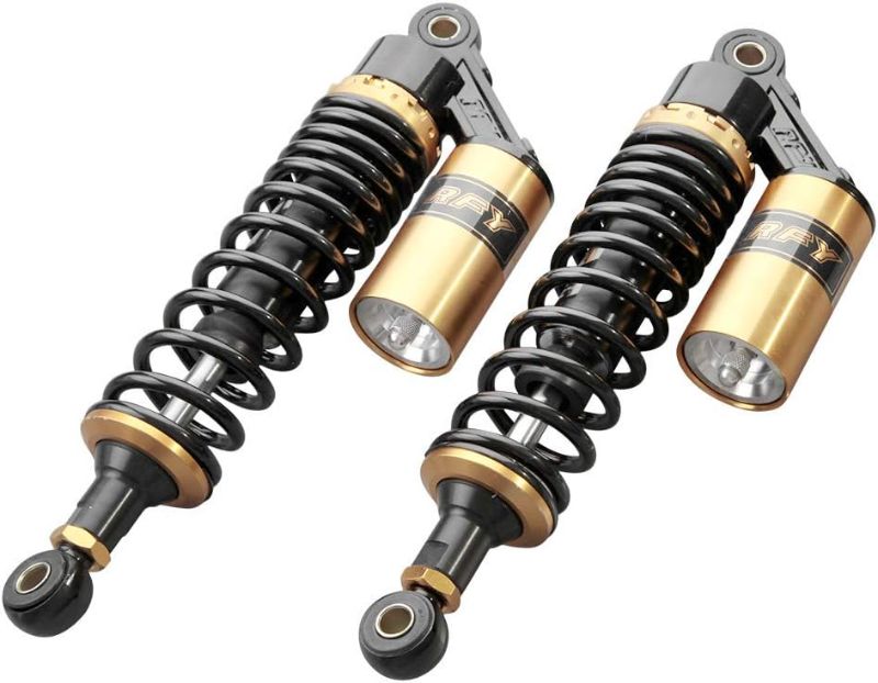 Photo 1 of Newsmarts 2pcs 12.5" 320mm Motorcycle Air Shock Absorbers Rear Nitrogen Suspension Universal Fit for UTV ATV Go Kart Quad Dirt Sport Bikes, Gold and Black